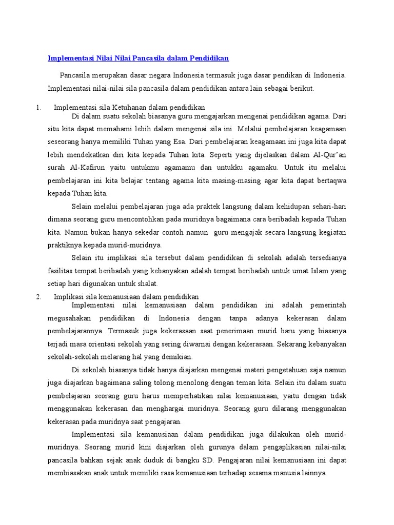 Sosialisasi nilai Pancasila dalam pendidikan