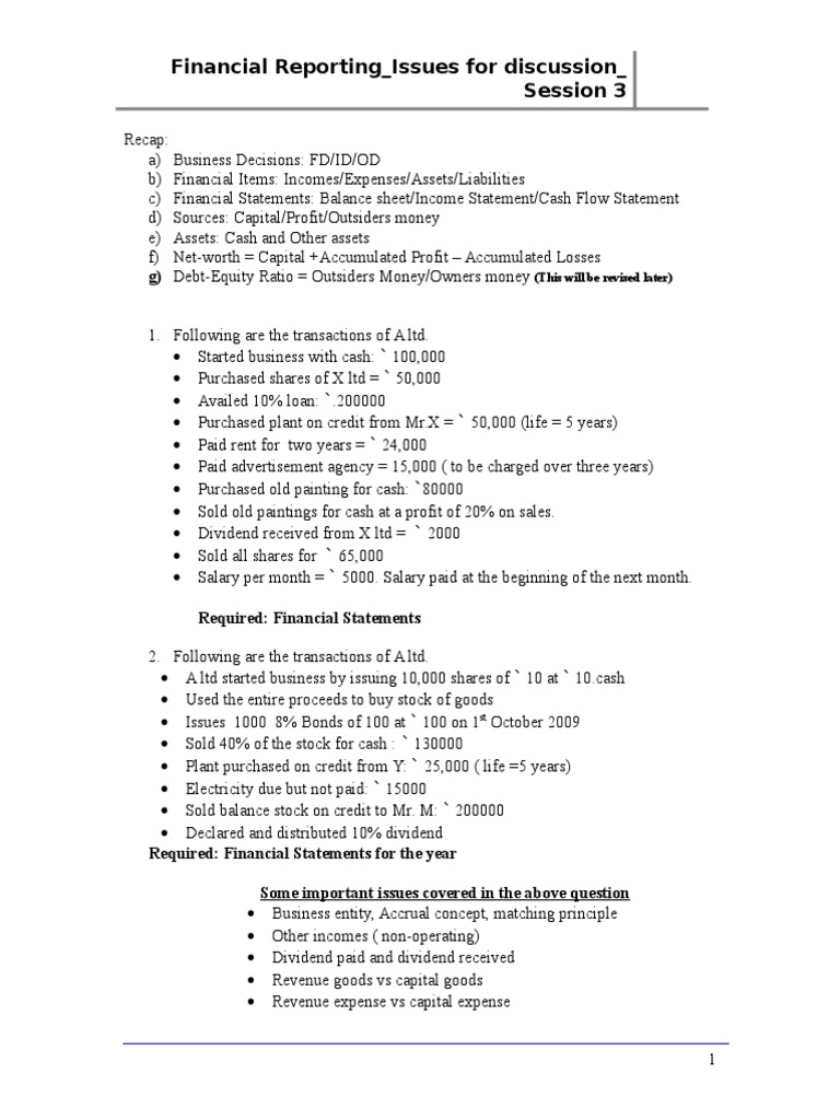 Session3 - Introduction To FS | PDF | Dividend | Expense