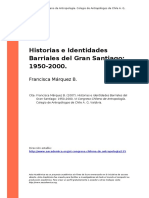 Francisca Marquez B. (2007). Historias e Identidades Barriales Del Gran Santiago 1950-2000