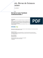 Traces 4264 17 Qu Est Ce Que L Analyse Institutionnelle PDF
