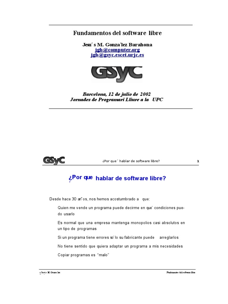 Fundamentos del Software Libre | PDF | Software libre | Software