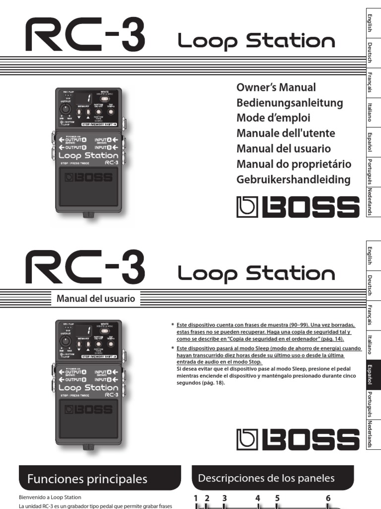 Boss RC-3 Manual Español | PDF | USB | Ritmo