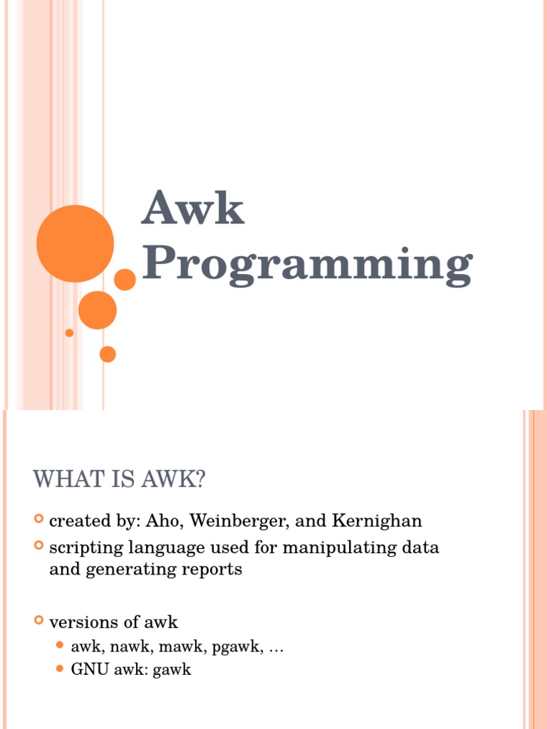 Awk Programming | PDF | Areas Of Computer Science | Computer Programming