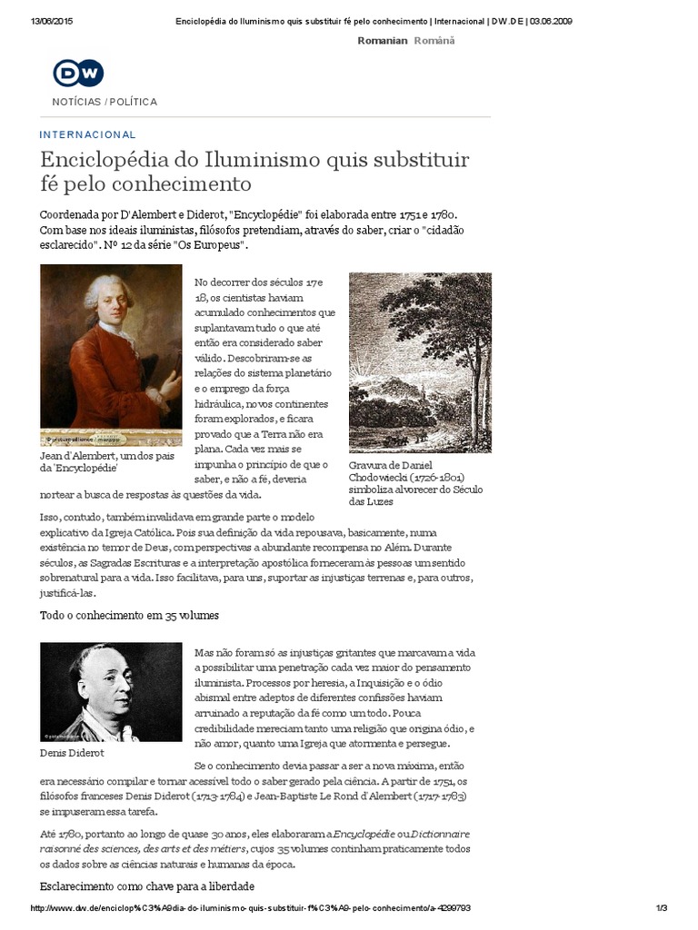 Enciclopédia Do Iluminismo Quis Substituir Fé Pelo Conhecimento | PDF ...