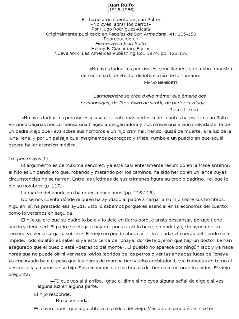 Cuento No Oyes Ladrar Los Perros De Juan Rulfo Noticias