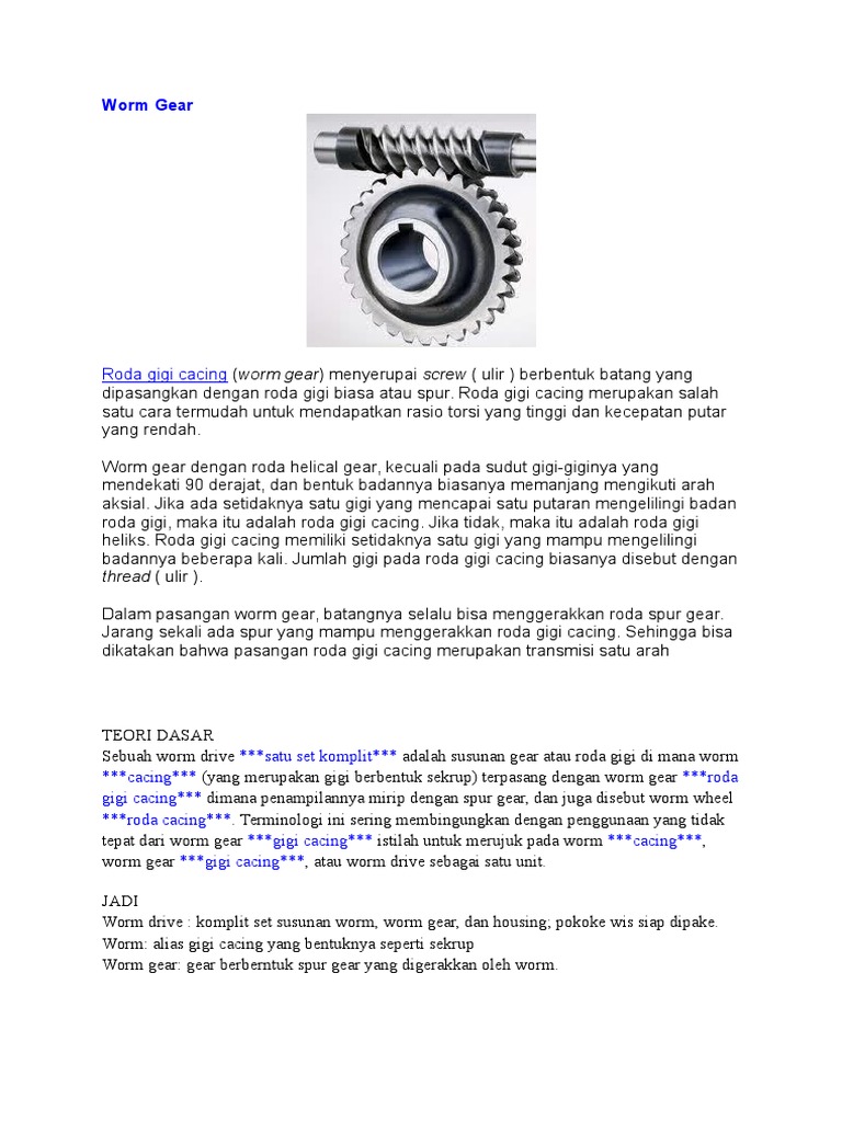 Worm Gear | PDF