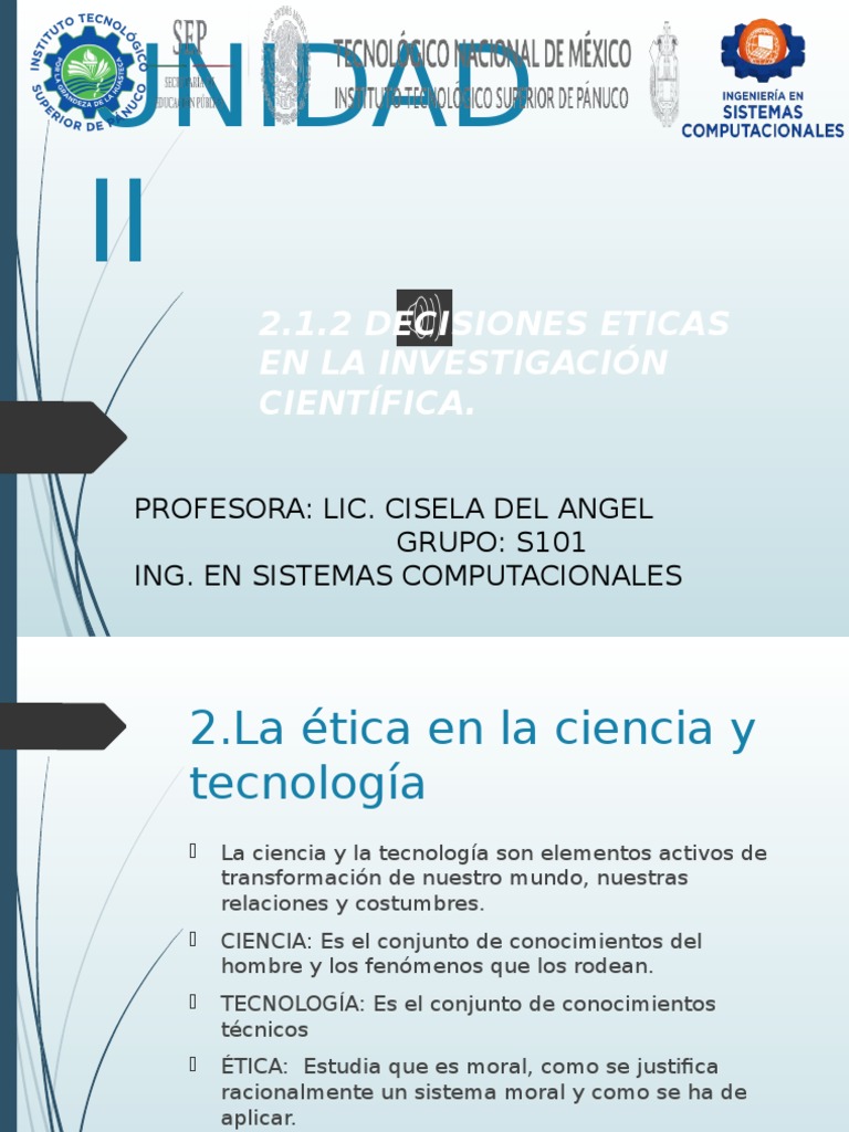 2.1.2 Decisiones Eticas en La Investigación Científica.
