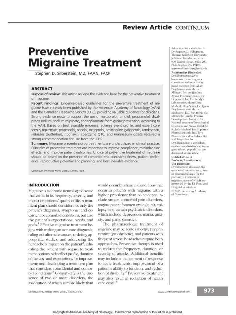 Preventive Migraine Treatment.7 Antidepressant Migraine