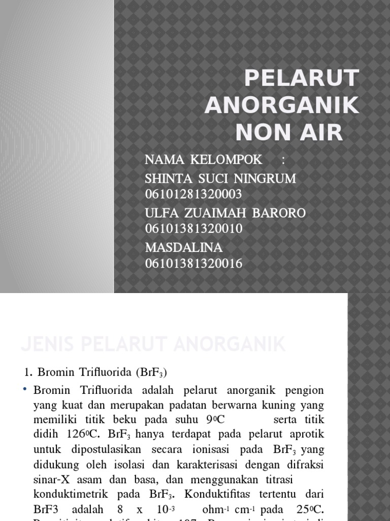 Contoh Pelarut Organik Dan Anorganik