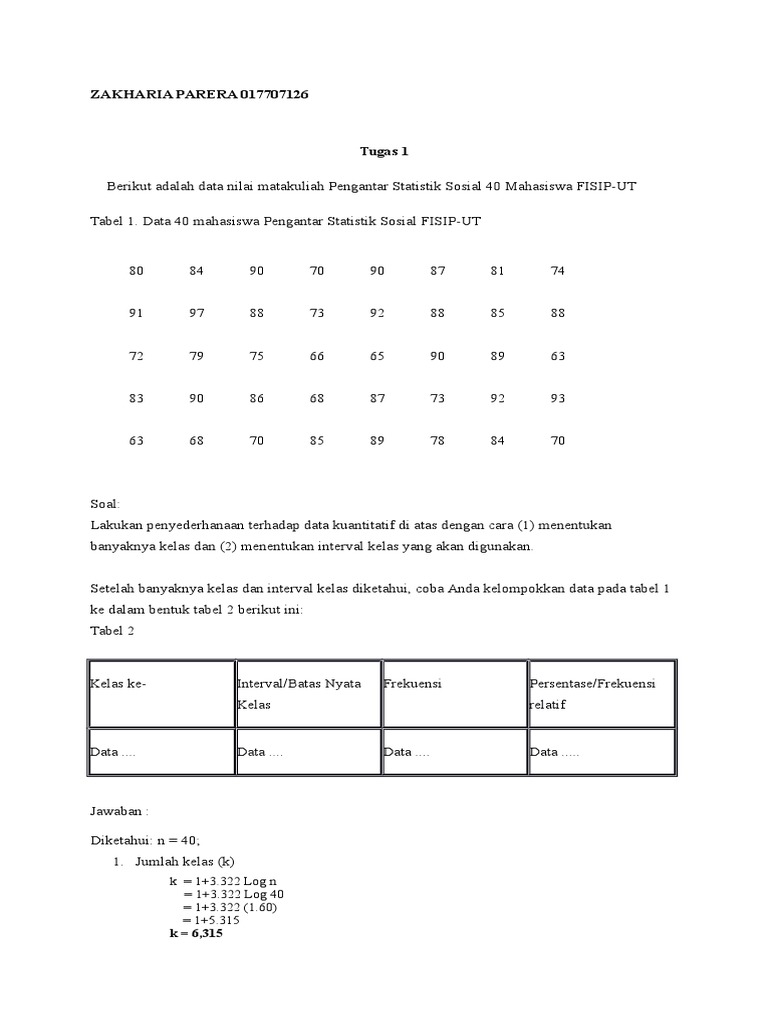 Tugas1 Pengantar Statistik Sosial Zakharia Parera 017707126