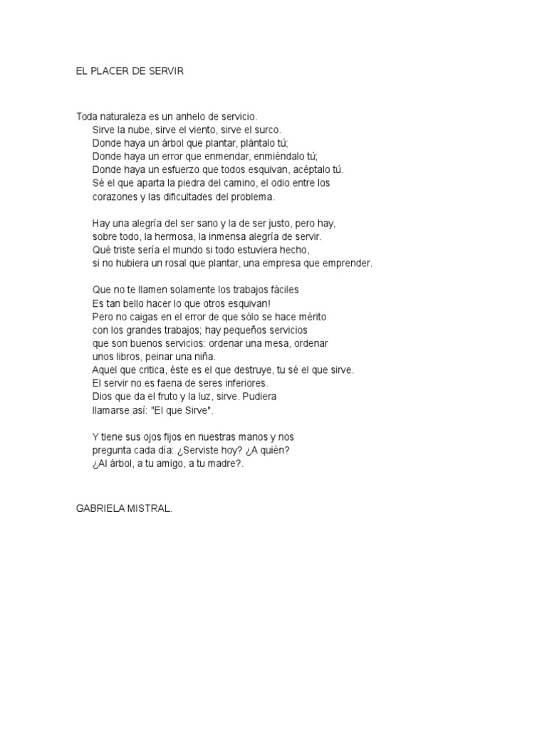 El Placer de Servir PDF Poesía