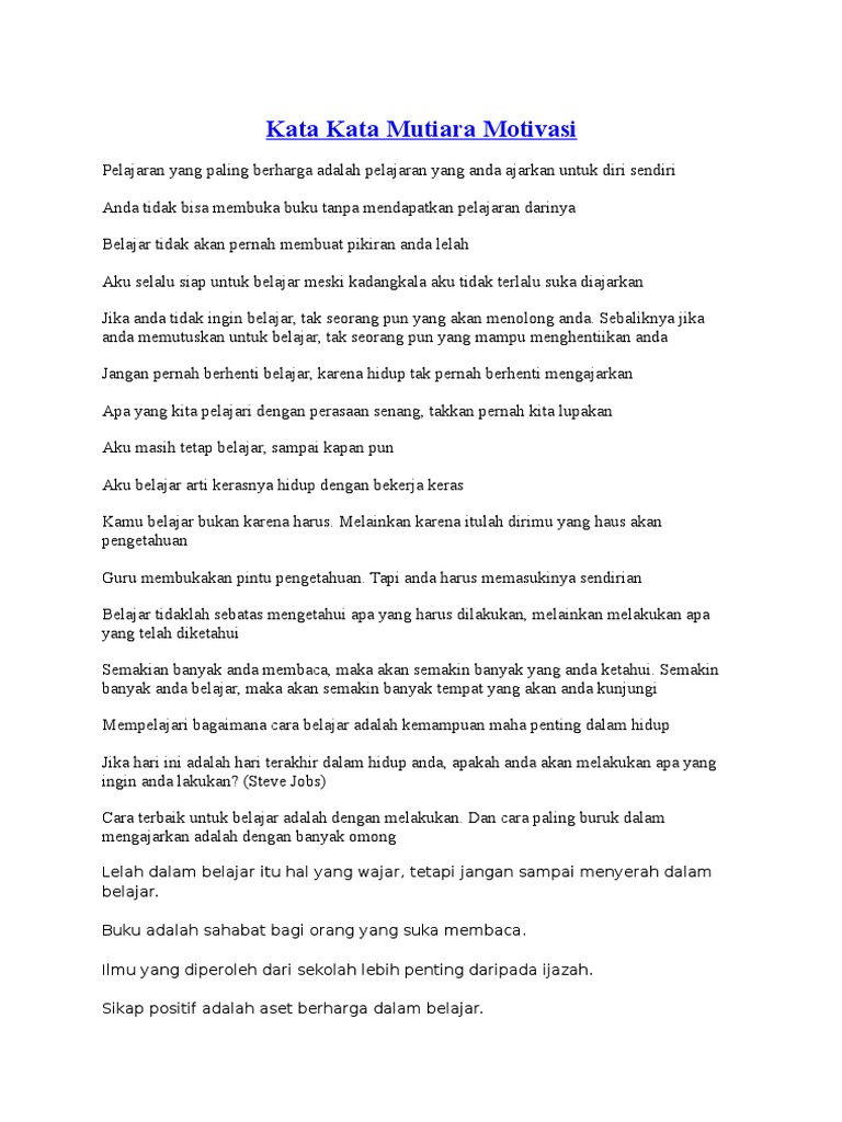 Kata Kata Mutiara Motivasidocx Kata Kata Mutiara Motivasidocx