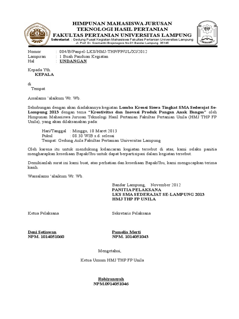 Contoh Surat Undangan Fat - SuratMenyurat.net