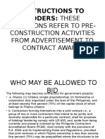 Instructions To Bidders: These: Provisions Refer To Pre-Construction Activities From Advertisement To Contract Award