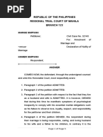 Answer in Annulment Case (Pschological Incapacity)