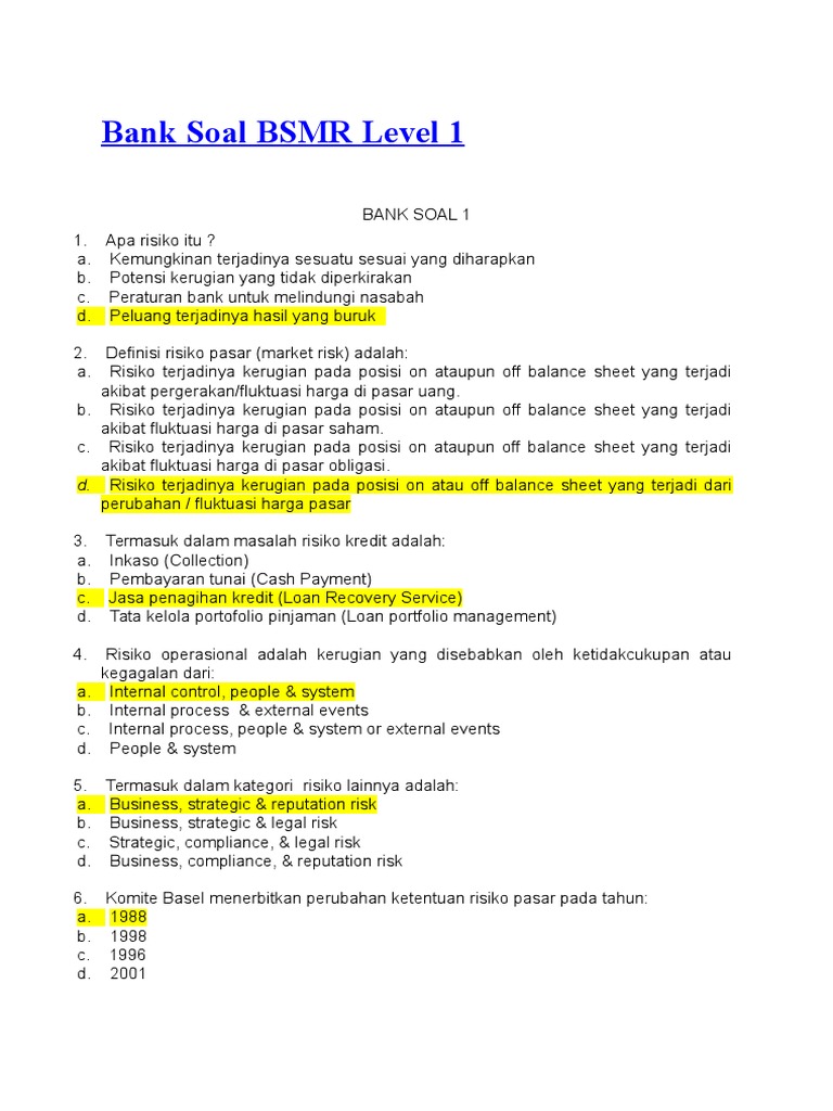 Bank Soal Bsmr Level 1 20 Soal