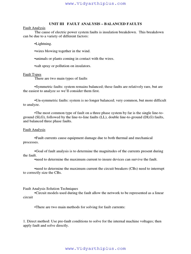 Balanced Faults in Power Systems Analysis | PDF | Electrical Impedance ...