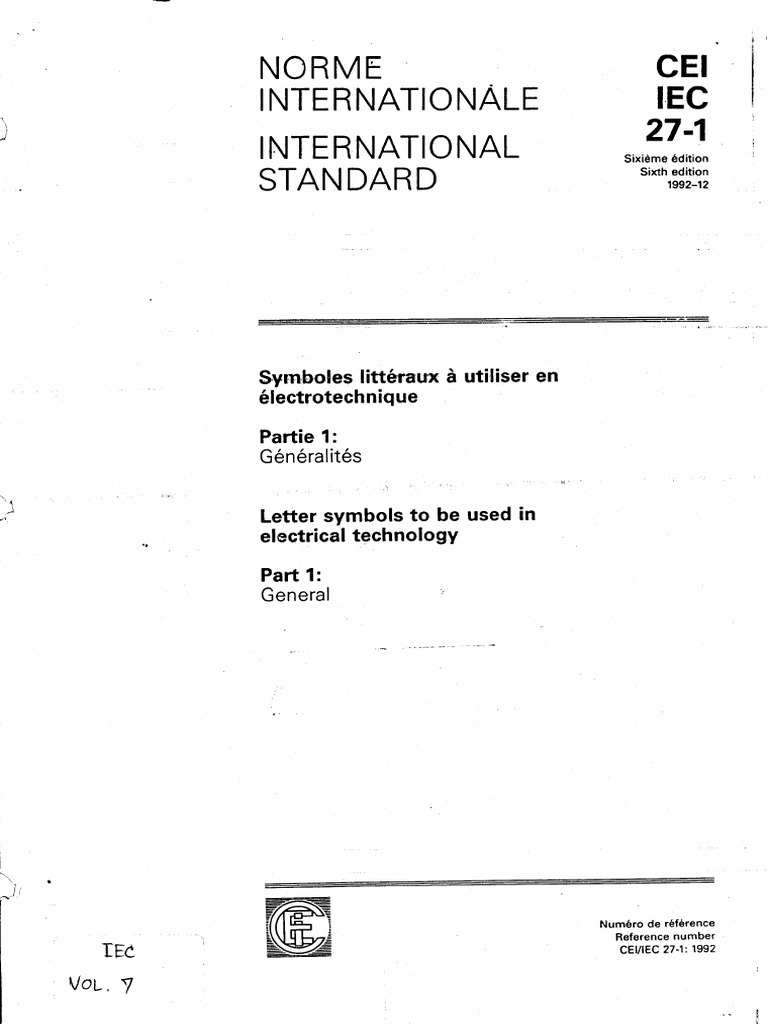 IEC - 27!1!1992 - 12 Letter Symbols To Be Use in Electrical Technology ...