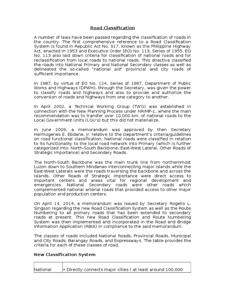 Road Classification | PDF