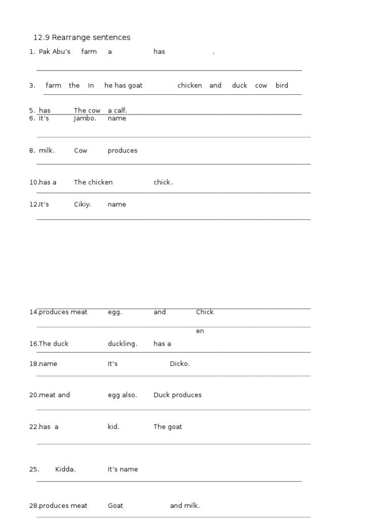Sentence Rearrangement Exercise | PDF