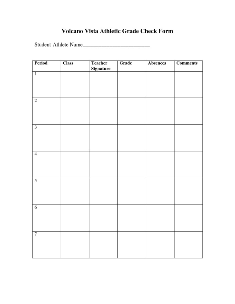 Athletic Grade Check Template | PDF