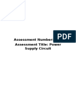 Assessment Number: One Assessment Title: Power Supply Circuit