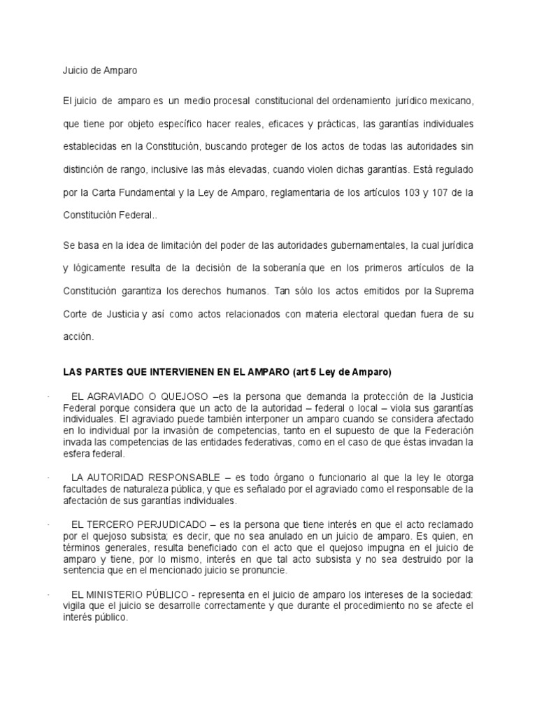 Juicio de Amparo | PDF | Derecho Constitucional | Federación