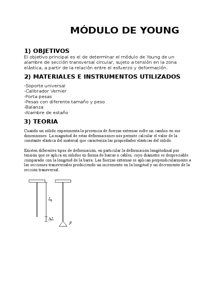 Módulo de Young | PDF | El módulo de Young | Elasticidad (Física)