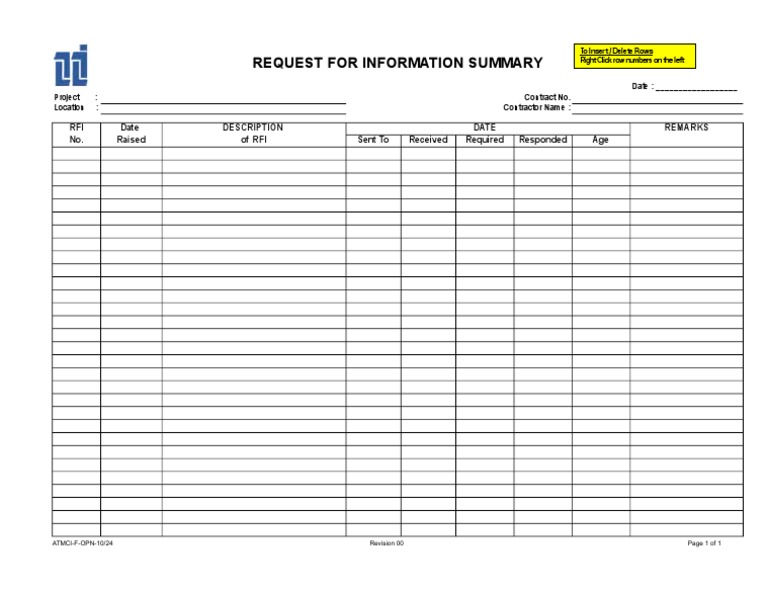 F-OPN-10-24 RFI Summary (Rev. 00) | PDF