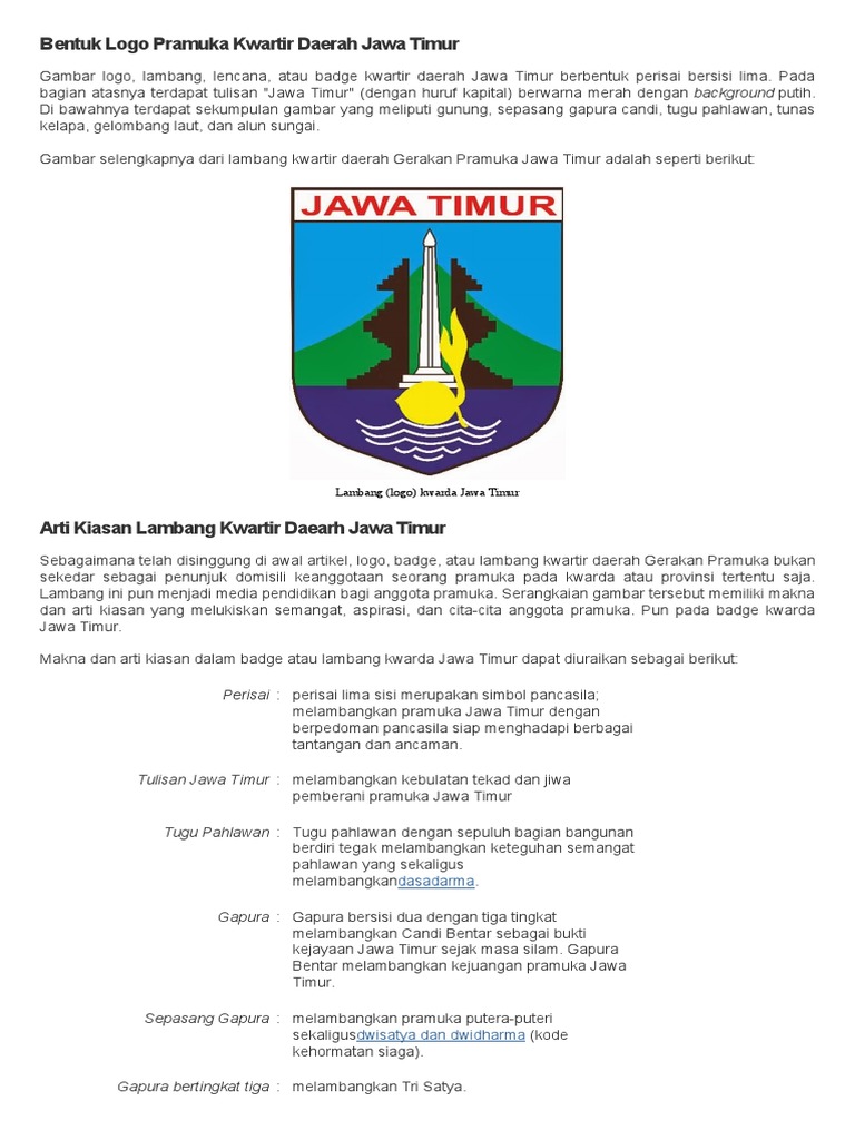 Bentuk Logo Pramuka Kwartir Daerah Jawa Timur