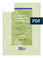 Teachers and Teaching Effectiveness - A Bold View From National Board Certified Teachers in North Carolina