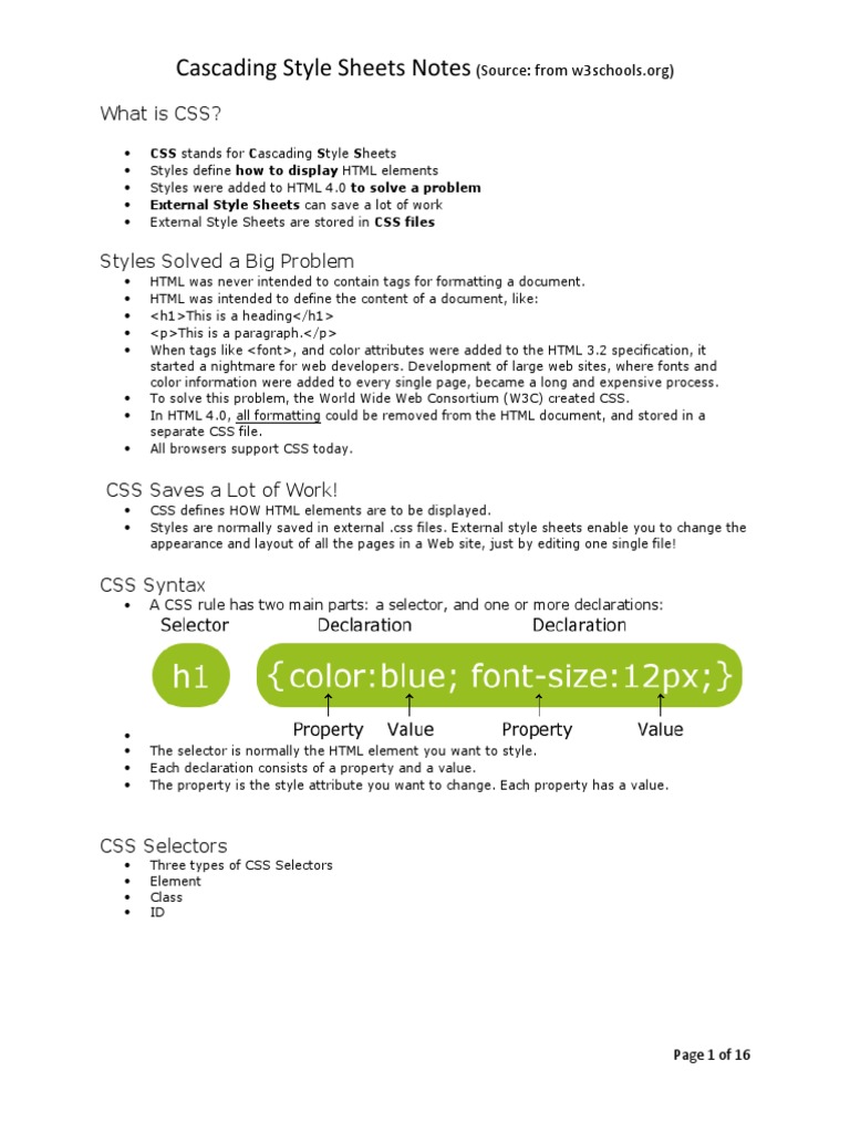Css Notes PDF | PDF | Cascading Style Sheets | Html Element