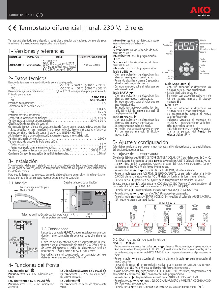 Manual termostato AKO 148011 | Relé | Diodo emisor de luz