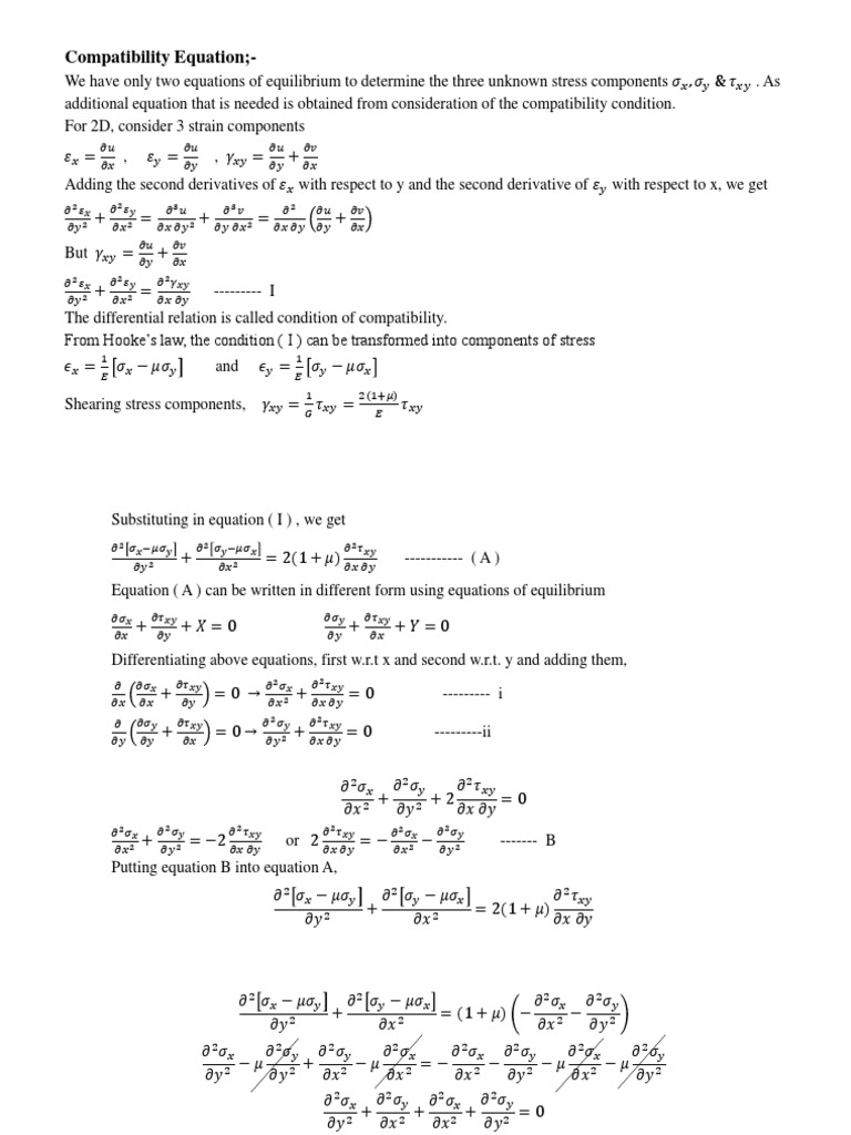 Compatibility Equations | PDF | Stress (Mechanics) | Elasticity (Physics)