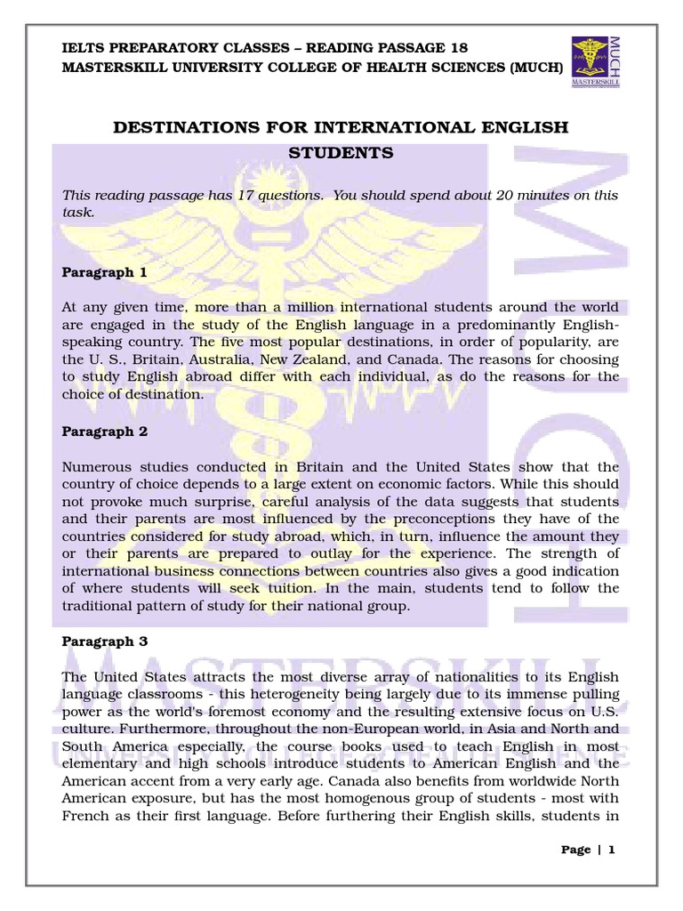 Reading Passage 18 - 17 - Destinations For International English ...