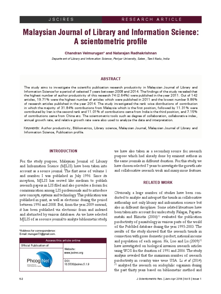 Malaysian Journal of Library and Information Science Information