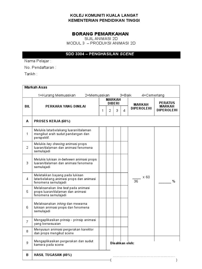 Animasi 2d sijil 20 Kursus