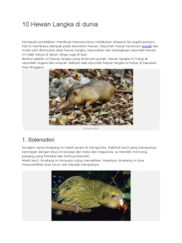10 Hewan Langka Di Dunia Docx
