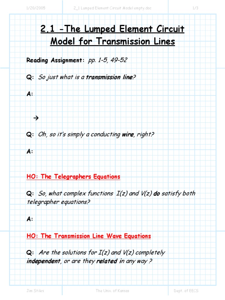 2 1 Lumped Element Circuit Model Package PDF | PDF | Transmission Line ...