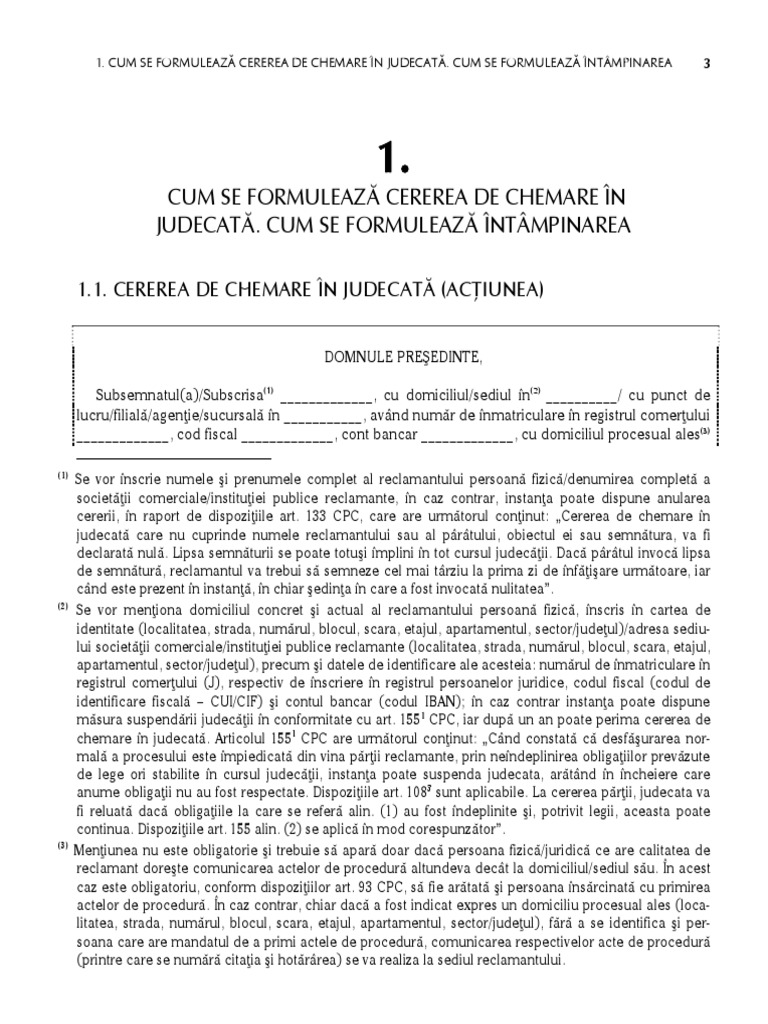 Model Cerere de Chemare in Jud Si Intampinare | PDF