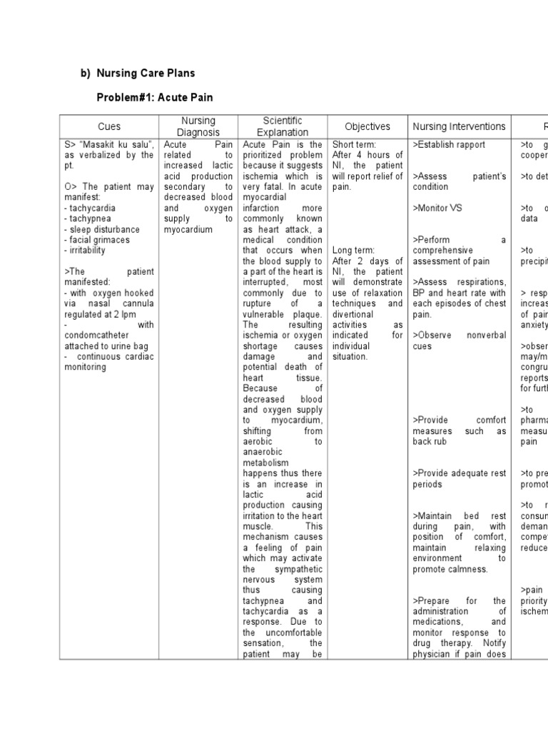 Nursing Care Plan for Acute Coronary Syndrome | PDF | Respiratory ...