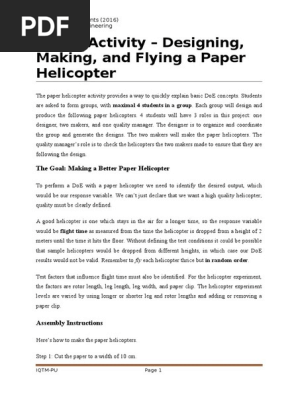 Paper Helicopter Activity