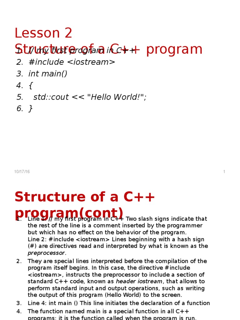 Lesson 1 Structure CPP | PDF | C++ | Namespace