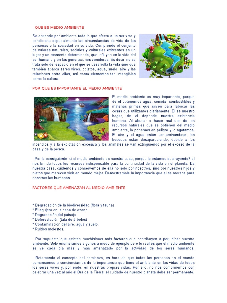 Importancia y cuidado del medio ambiente | PDF | Entorno natural | Vida