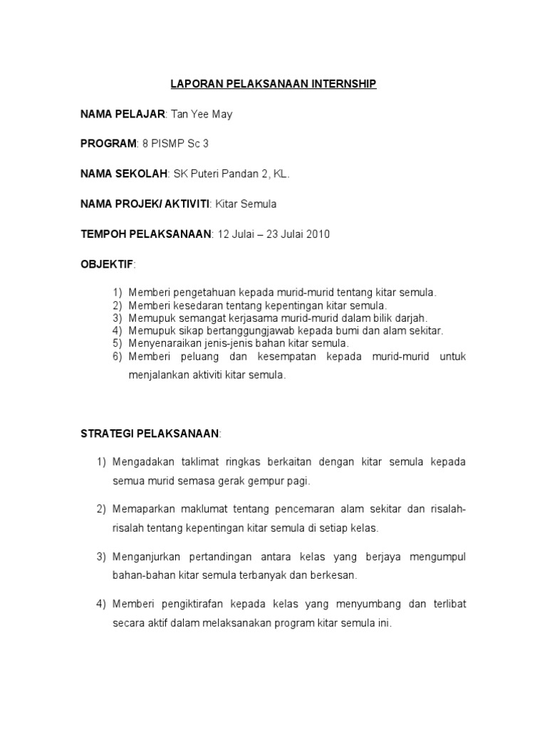 Laporan Projek Kitar Semula Pdf