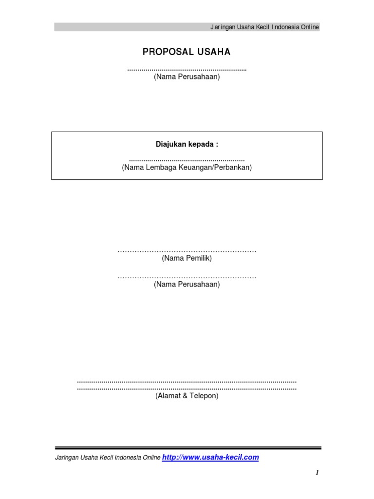 Proposal Usaha PDF | PDF | Bisnis