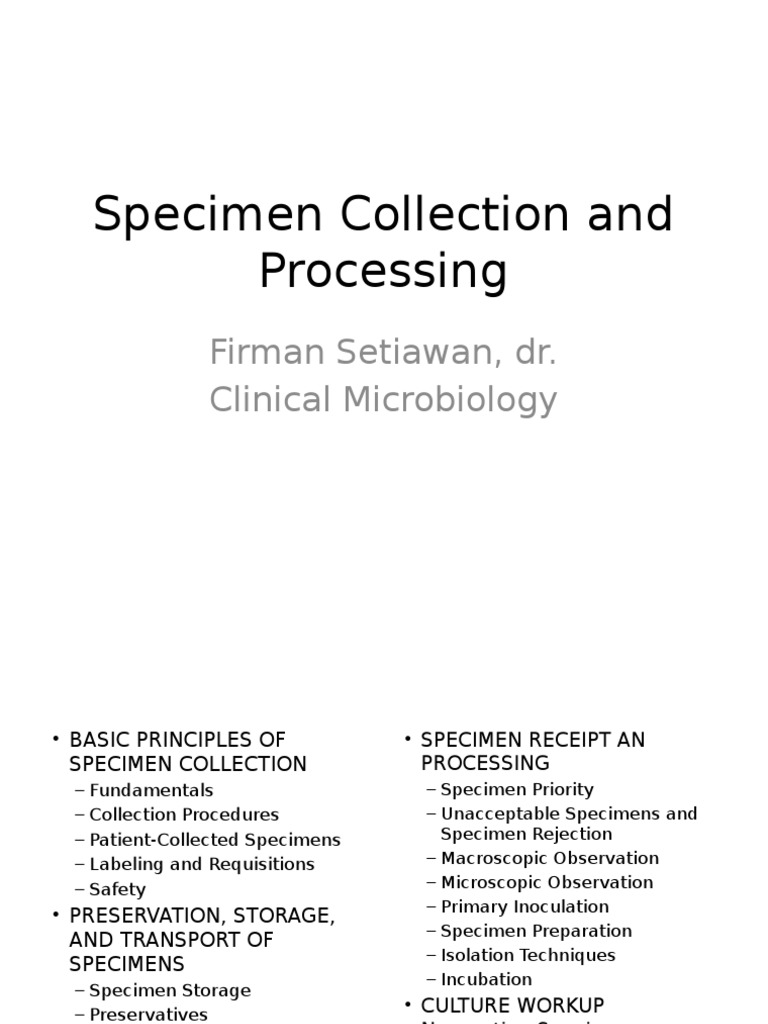 Principles of Specimen Collection in Microbiology | PDF | Medical ...