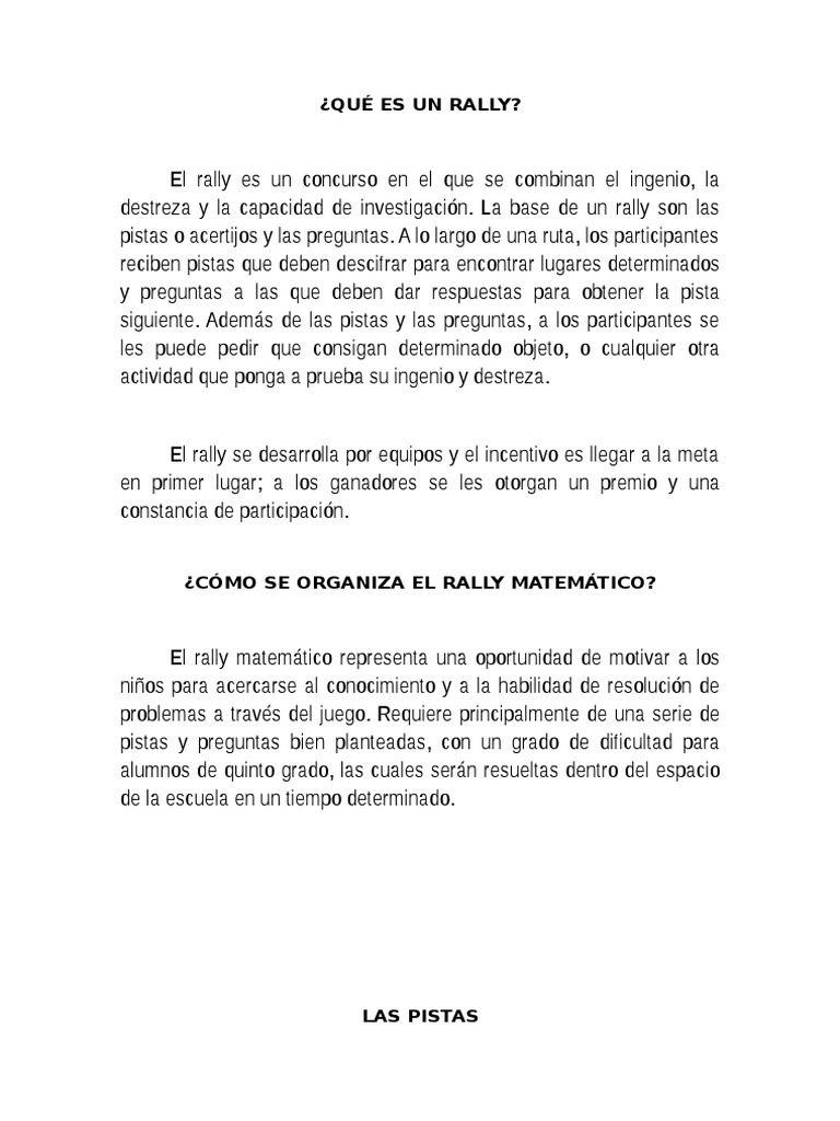 Rally Mate | PDF | Creatividad | Enseñanza de matemática