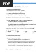 Ficha de Trabalho Ciências Teste 1