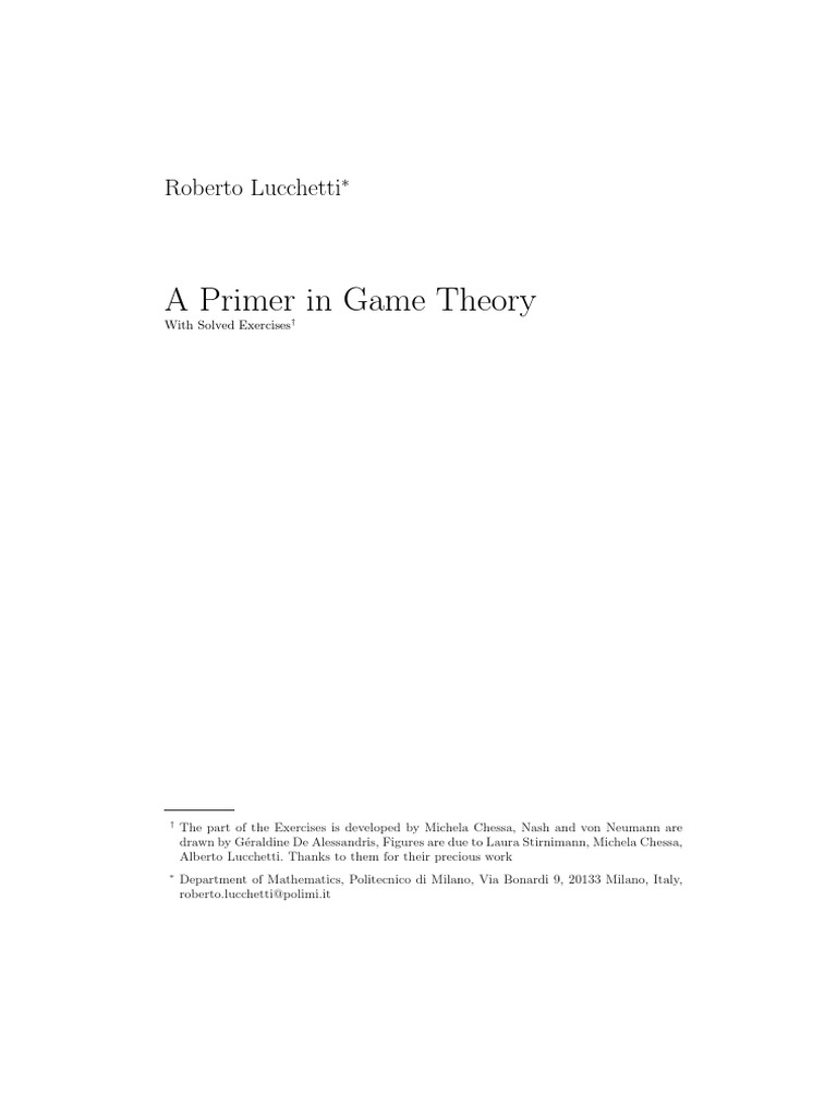 A Primer in Game Theory PDF Game Theory Utility